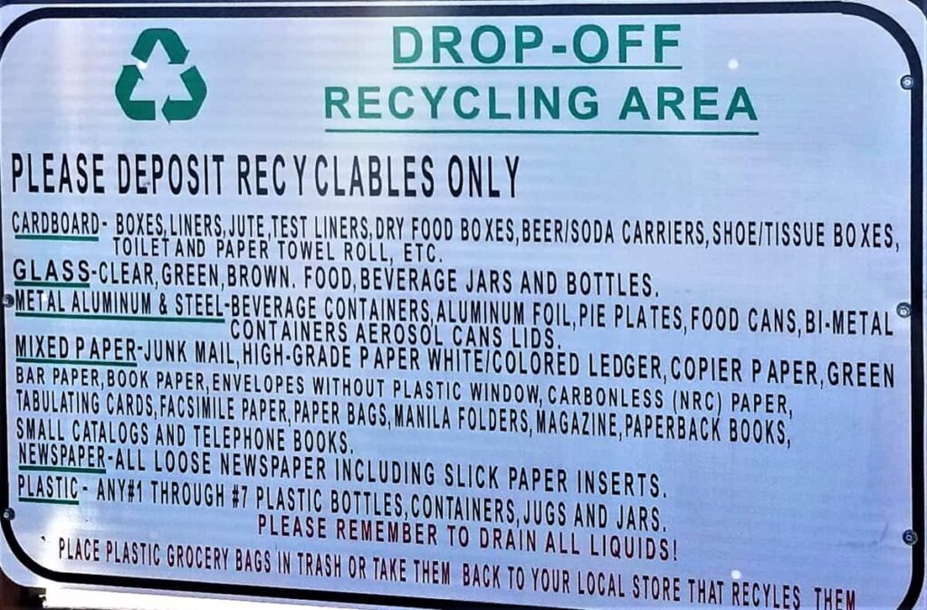 Recycling Area Instructions