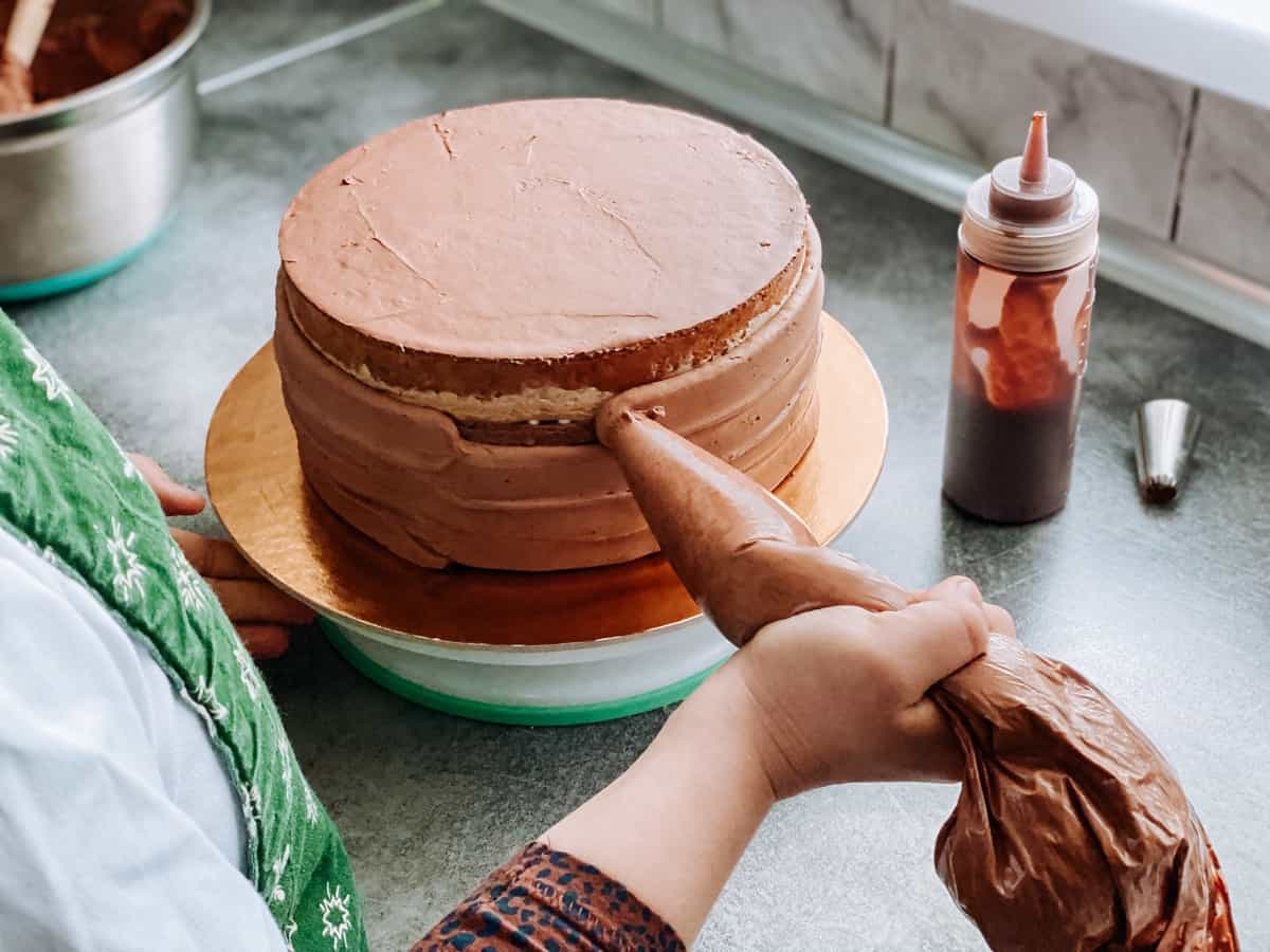 Making a chocolate cake