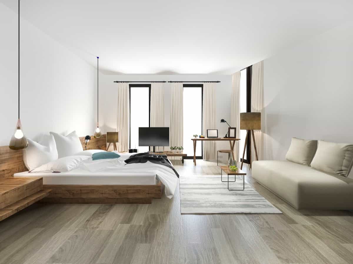 wood minimal style bedroom