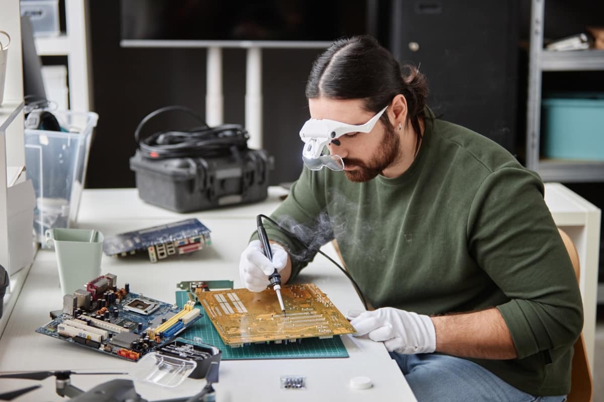 Technician Fixing Circuit Board
